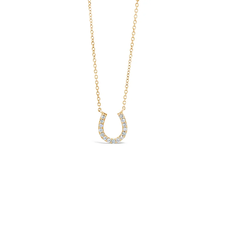 Rhombus opal necklace-Diamond Horseshoe Pendant Necklace