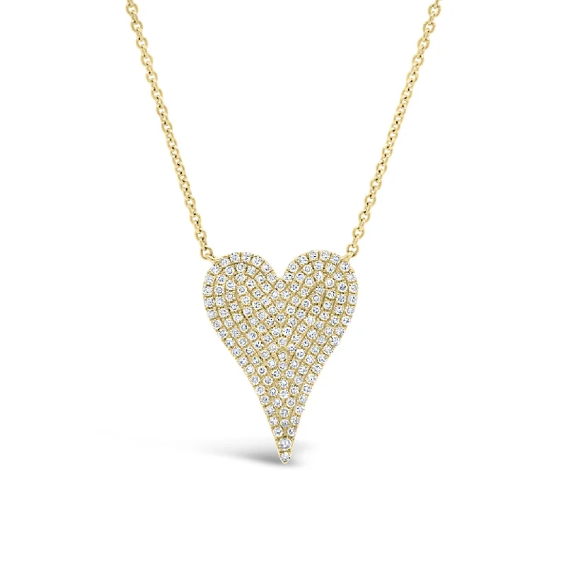 Trefoil knot necklace-Diamond Medium Elongated Heart Pendant Necklace