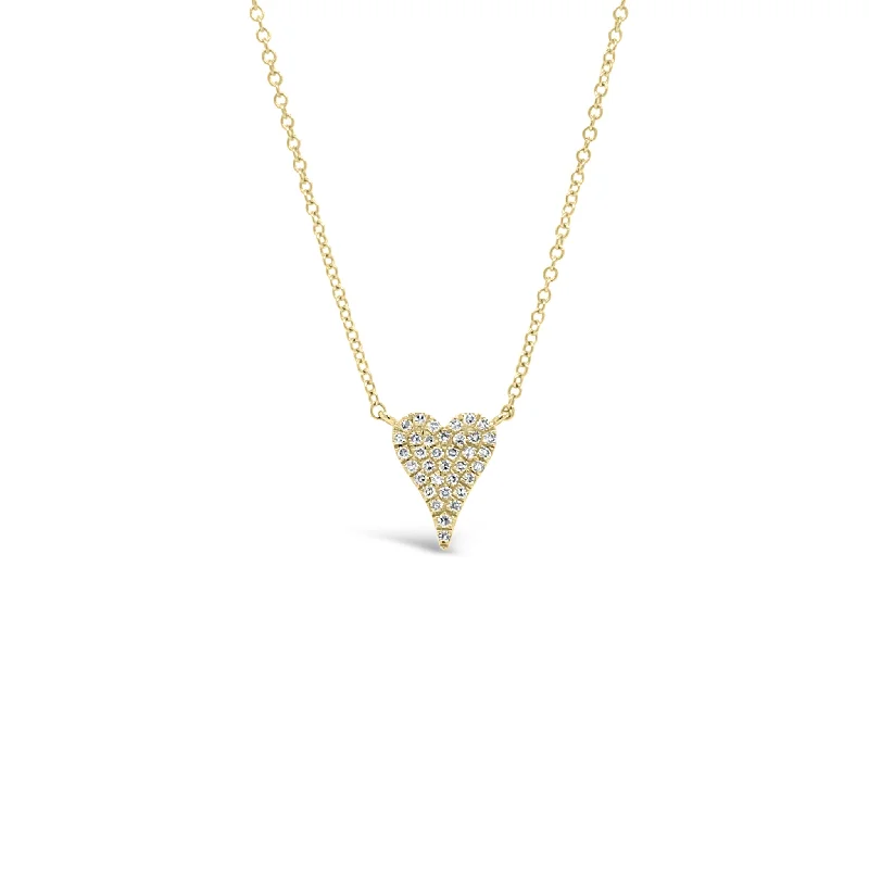 Grid weave necklace-Diamond Mini Elongated Heart Pendant