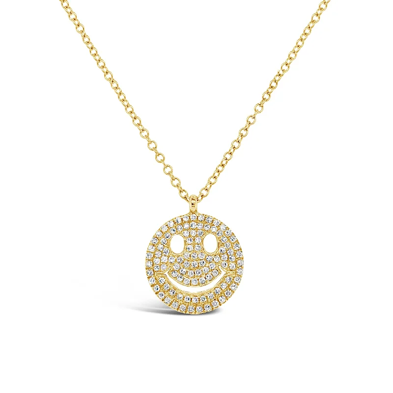 Pleated design necklace-Diamond Smiley Face Necklace