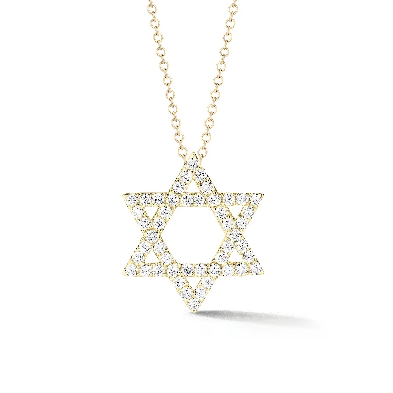 Zinc finish necklace-Diamond Large Star of David Pendant Necklace