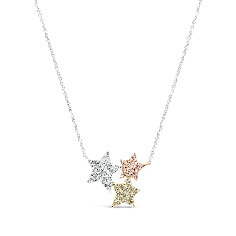 Raised bezel necklace-Diamond Star Trio Necklace