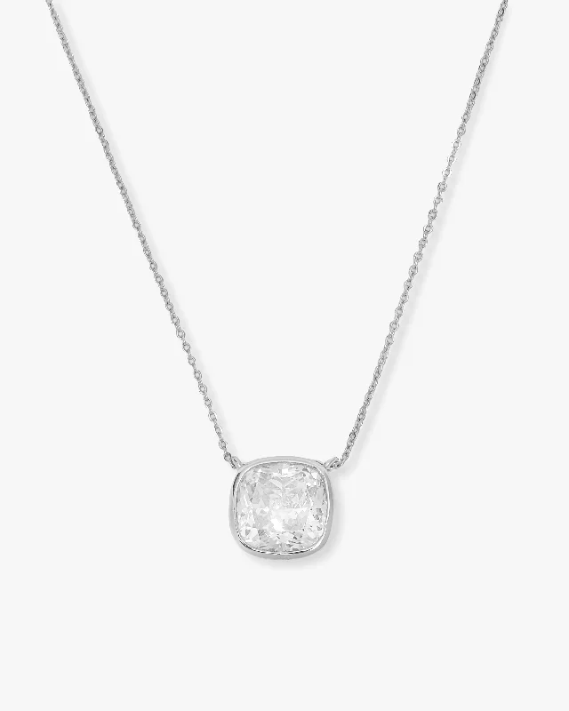 Overlapping scale necklace-Duchess Pendant Necklace - Silver|White Diamondettes