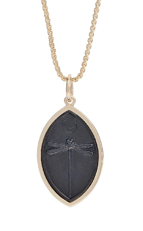 Delicate filigree necklace-Dusk Dragonfly Intaglio Pendant