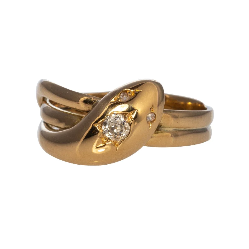 Quartzite shard ring-Edwardian Diamond 18K Gold Snake Ring