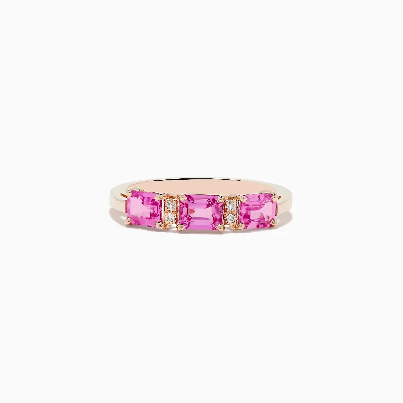 Crystal bead ring-14K Rose Gold Pink Sapphire and Diamond Band Ring