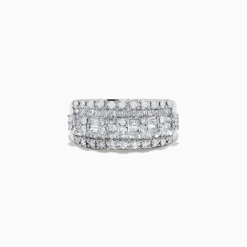 Lined stone ring-14K White Gold Diamond Ring