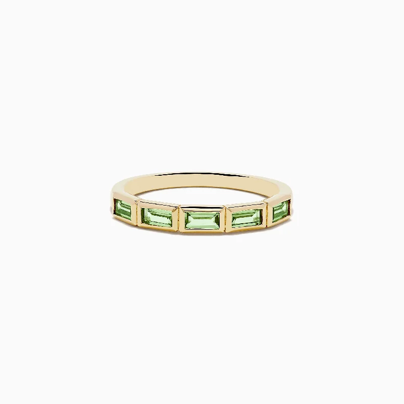 Slotted design ring-14K Yellow Gold Peridot Ring