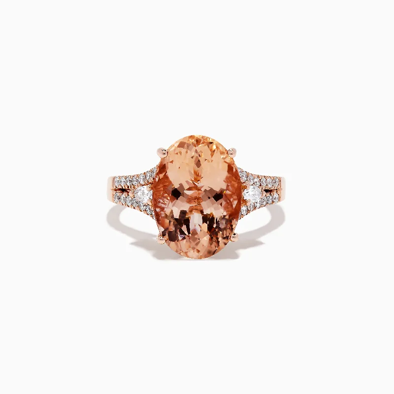 Beak tip ring-Blush 14K Rose Gold Morganite and Diamond Ring