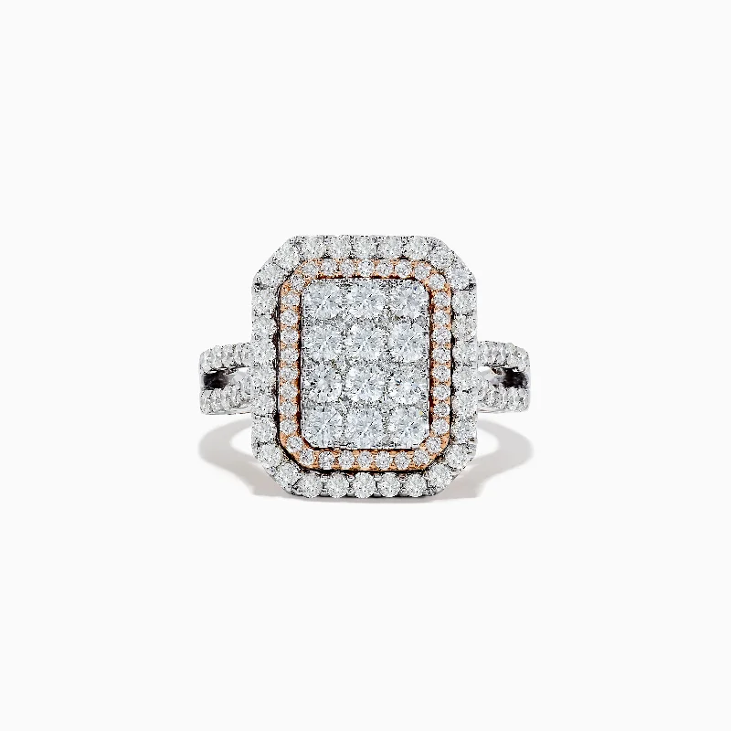 Raised bezel ring-Bouquet Two Tone Gold Diamond Ring