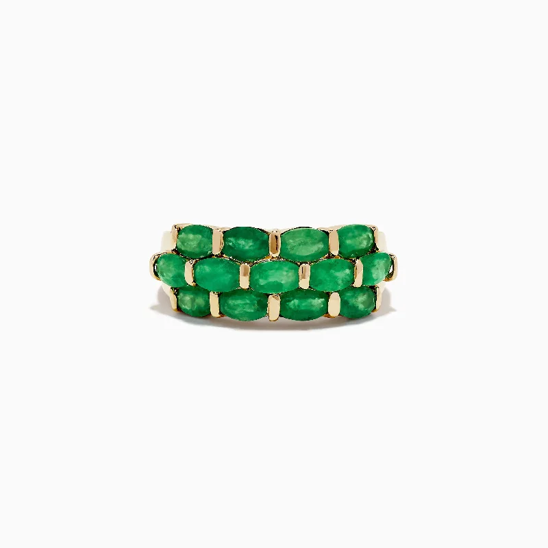 Chestnut husk ring-Brasilica 14K Yellow Gold Emerald Ring