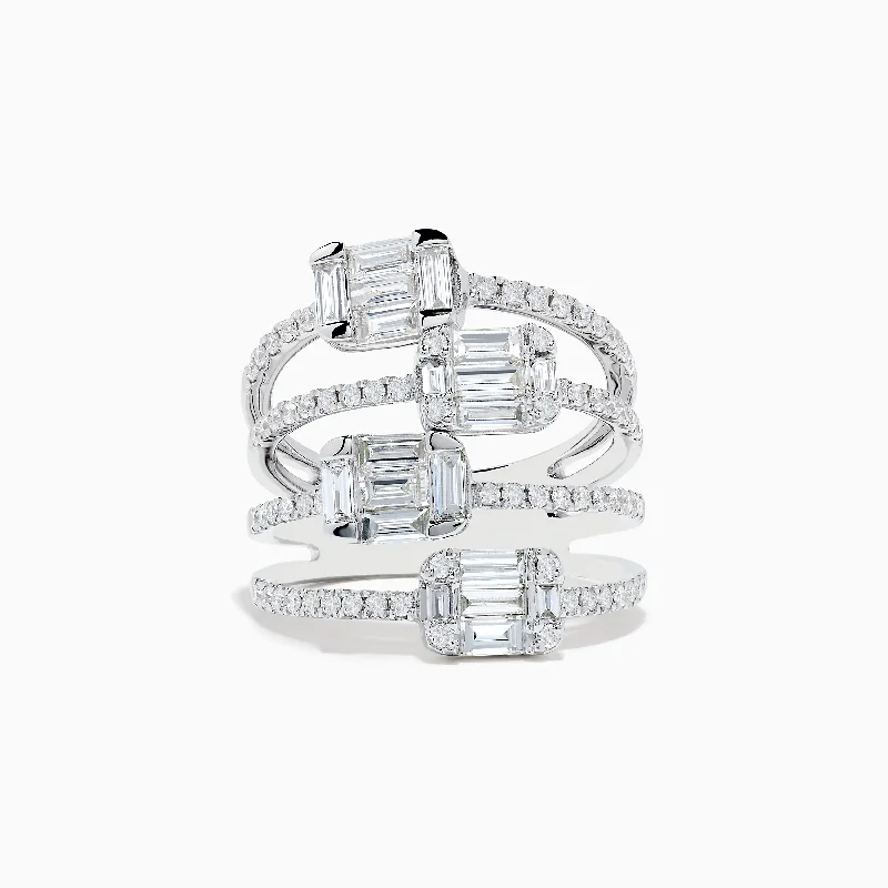 Radial star ring-Classique 14K White Gold Diamond Ring