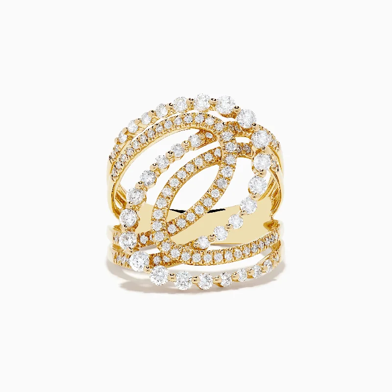 Denim weave ring-D'oro 14K Yellow Gold Diamond Crossover Ring