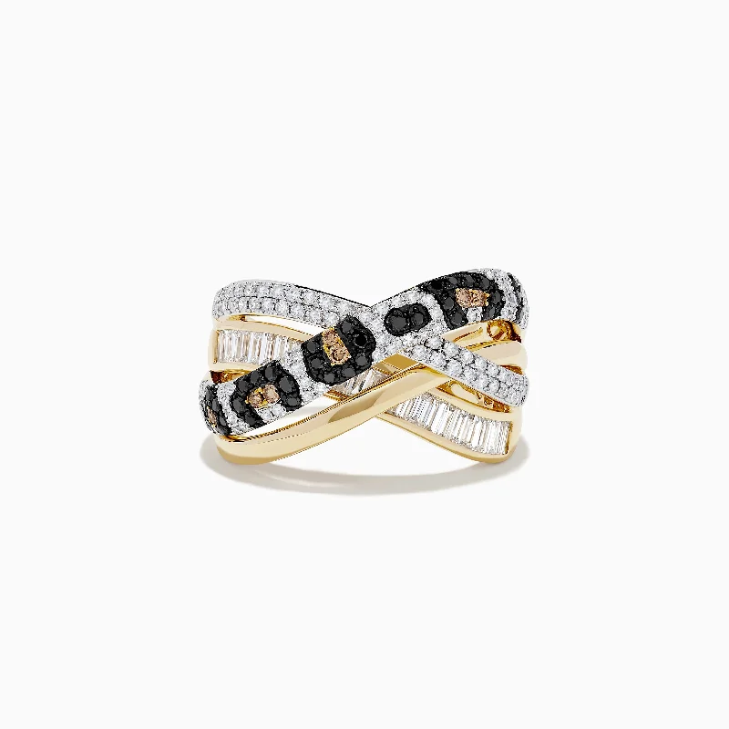 Rattan band ring-Signature 14K Yellow Gold Diamond Spot Crossover Ring