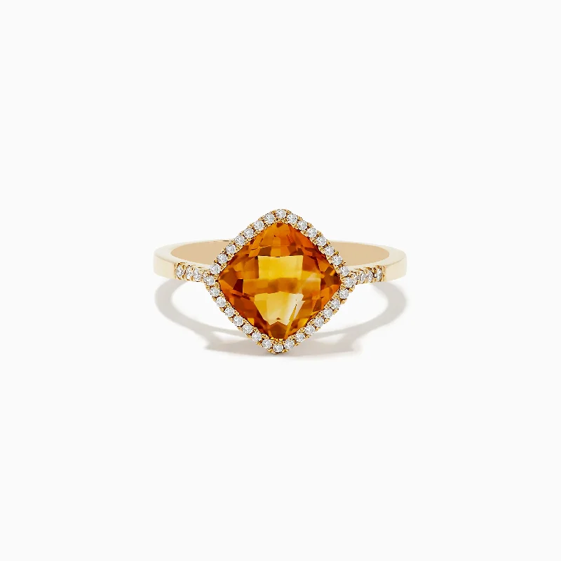 Overlapping scale ring-Sunset 14K Yellow Gold Citrine and Diamond Ring