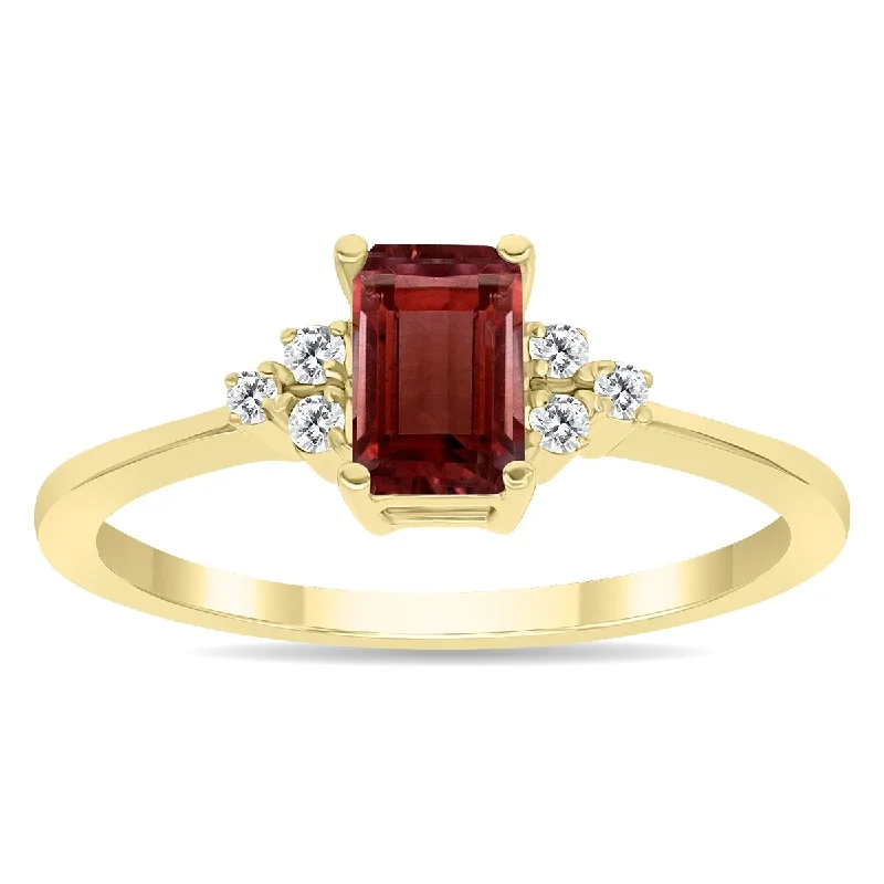 Creeper vine ring-Garnet and Diamond Regal Ring in 10k Yellow Gold