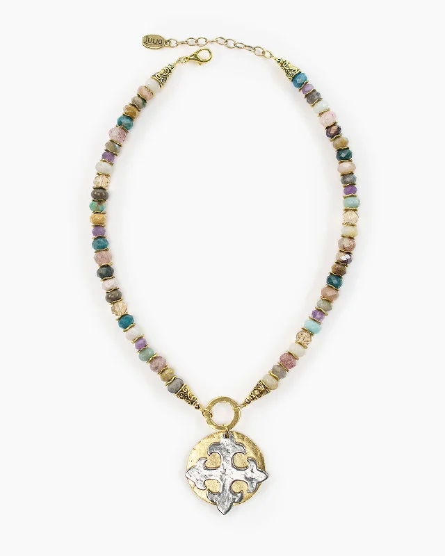 Ash pearl necklace-Ginsburg Multi Colored Gemstone Necklace