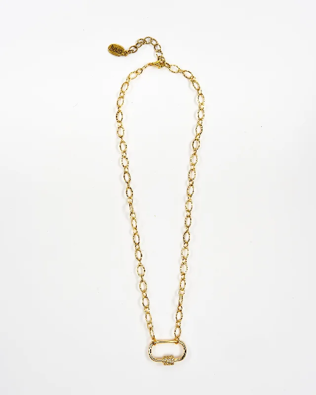 Chia seed necklace-Golden Grahams Delicate Carabiner Necklace