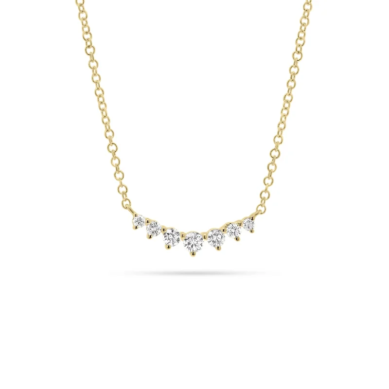 Millet stalk necklace-Graduated Diamond Bar Pendant