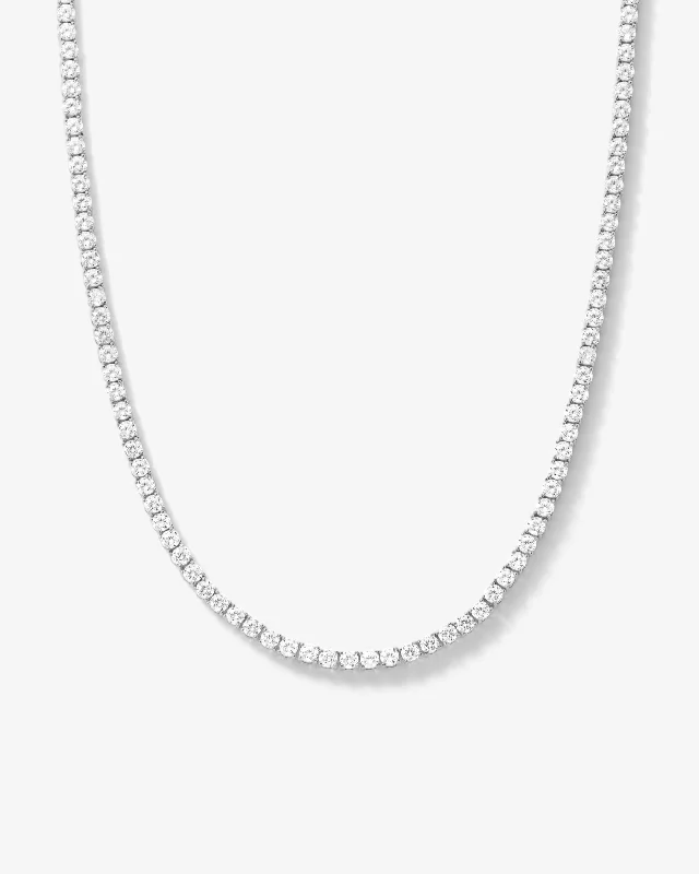 Beech grain necklace-Grand Heiress Tennis Necklace 16" - Silver|White Diamondettes