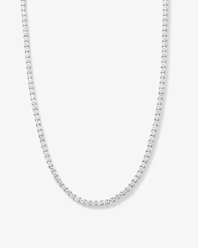 Chalk speck necklace-Grand Heiress Tennis Necklace 18" -  Silver|White Diamondettes