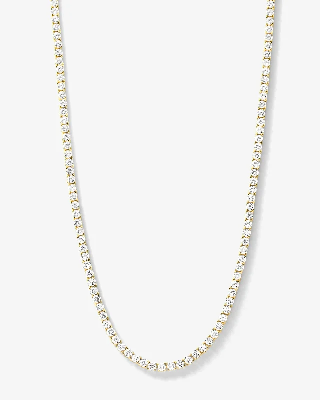 Fern vein necklace-Grand Heiress Tennis Necklace 24" - Gold|White Diamondettes