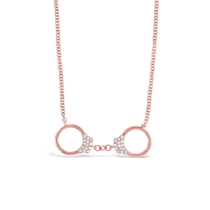 Arced chain necklace-Diamond Handcuffs Necklace