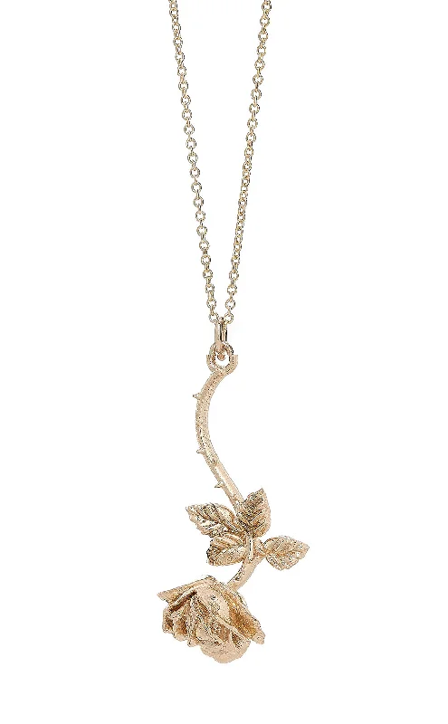 Elder twig necklace-HANGING ROSE PENDANT