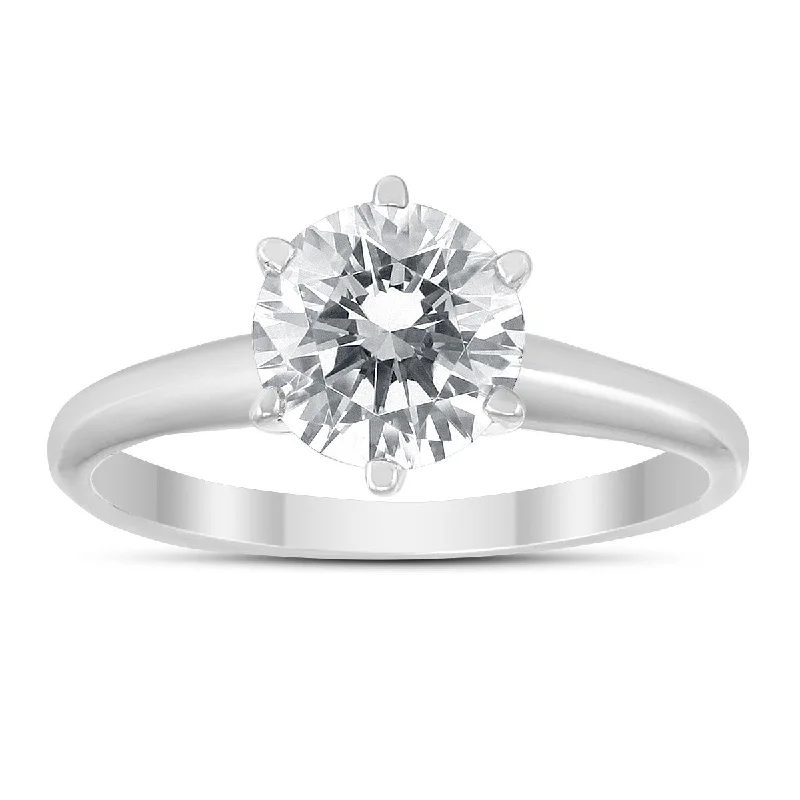 Lattice texture ring-IGI Certified Lab Grown 1 1/10 Carat Diamond Solitaire Ring in 14K White Gold (J Color, SI2 Clarity)