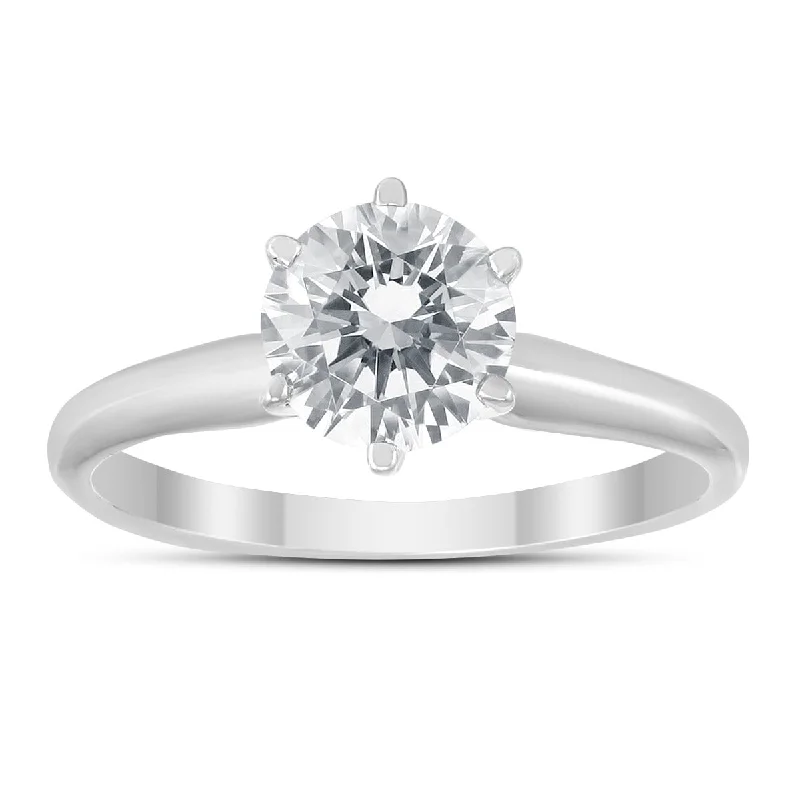 Hooked band ring-IGI Certified Lab Grown 1 Carat Diamond Solitaire Ring in 14K White Gold (I Color, SI1 Clarity)