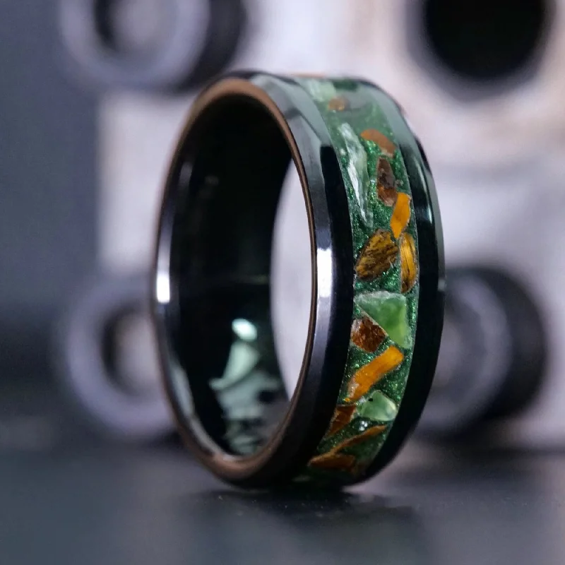 Juniper leaf ring-Jaded Tiger Glowstone Ring