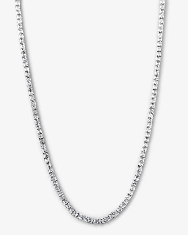 Rosemary sprig necklace-Lil Queen's Tennis Necklace 24" - Silver|White Diamondettes