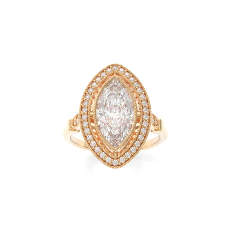 Delicate filigree ring-Lillian Ring Marquise