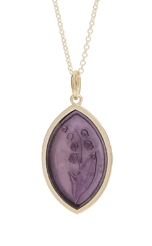 Shaved chain necklace-Lily of the Valley Intaglio Pendant