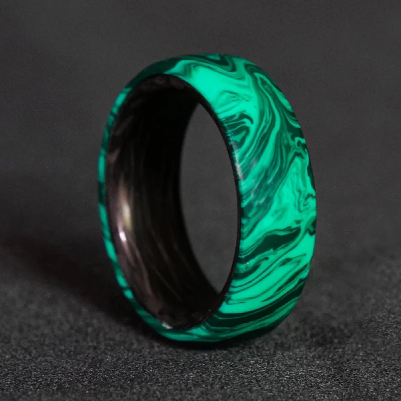 Folk ikat ring-Malachite Trustone and Carbon Fiber Ring