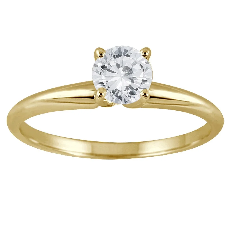 Brass cast ring-Marquee 1/3 Carat Round Diamond Solitaire Ring in 14K Yellow Gold