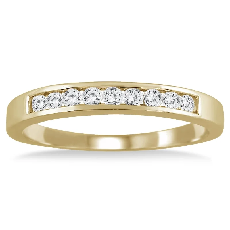 Peaked band ring-Marquee 1/4 Carat TW Channel Set Diamond Band in 10K Yellow Gold (K-L Color, I2-I3 Clarity)