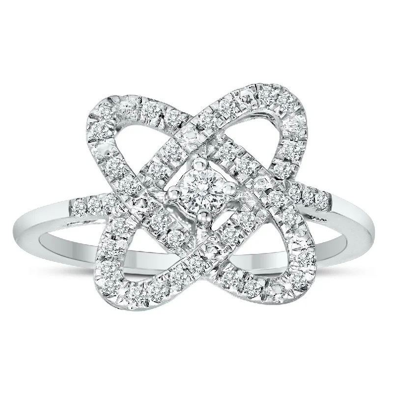 Raised bezel ring-Marquee 1/4 Carat TW Infinity Heart Diamond Ring in .925 Sterling Silver