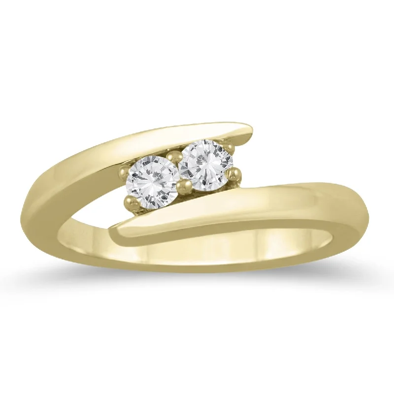 Primrose petal ring-Marquee 1/4 Carat TW Two Stone Diamond Ring in 10K Yellow Gold