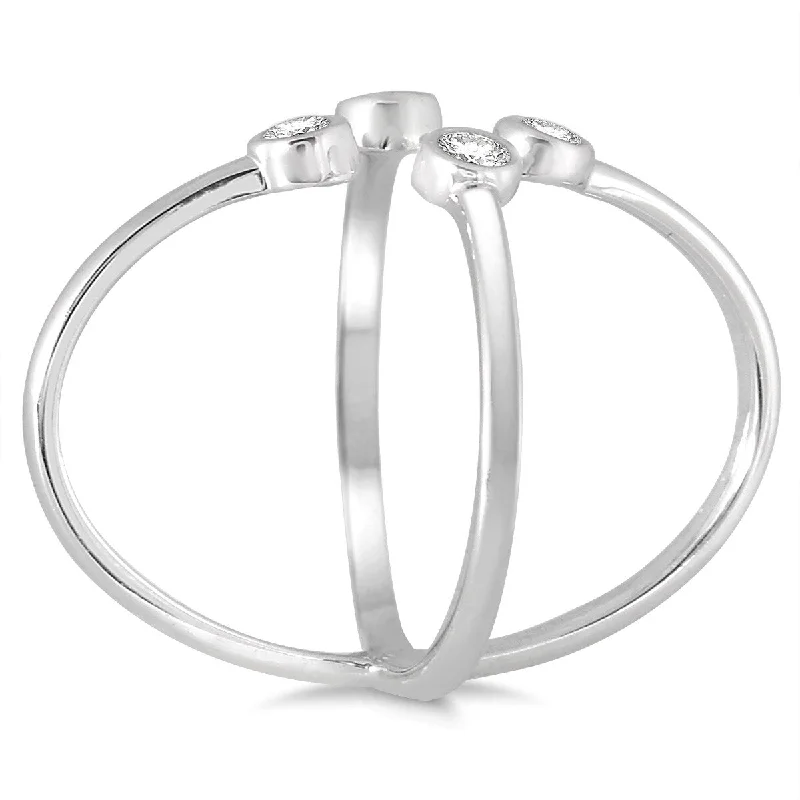 Contrast metal ring-Marquee 1/5 Carat TW Diamond Open X Ring in 14K White Gold