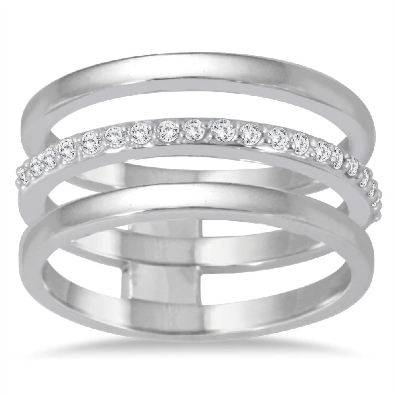 Archaic ring-Marquee 1/5 Carat TW Diamond Triple Row Band in 14K White Gold