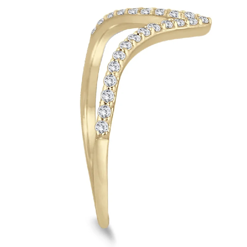 Millet stalk ring-Marquee 1/8 Carat Diamond V Ring in 14K Yellow Gold