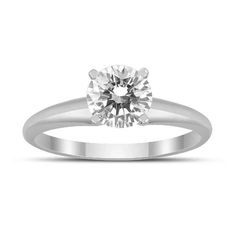 Scored shank ring-Marquee Certified 1 Carat Diamond Solitaire Ring in 14K White Gold (I-J Color, I2-I3 Clarity)