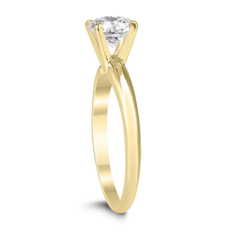 Crystal bead ring-Marquee Certified 1 Carat Diamond Solitaire Ring in 14K Yellow Gold (H-I Color, I1-I2 Clarity)