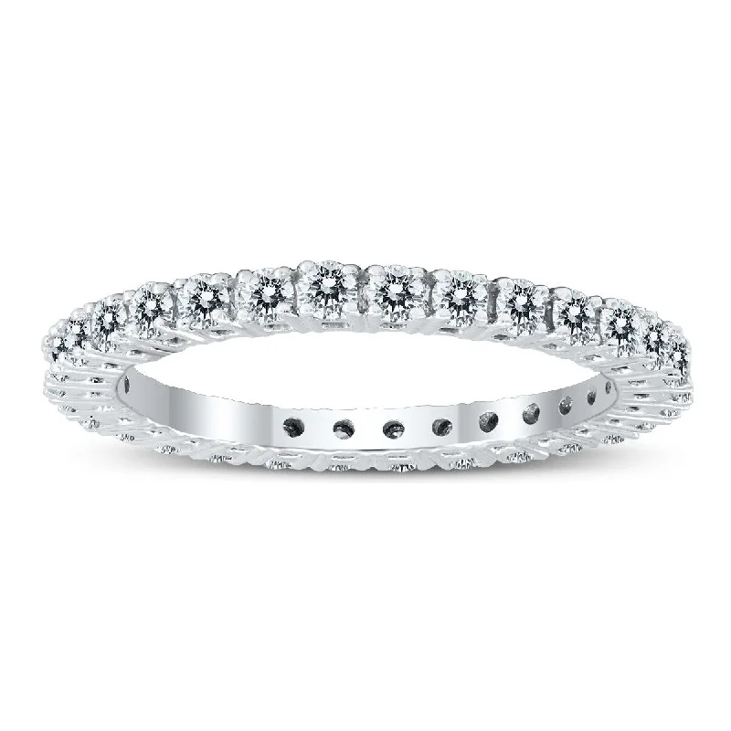 Tarnished finish ring-Marquee Certified 1 Carat TW Diamond Eternity Band in 10k White Gold