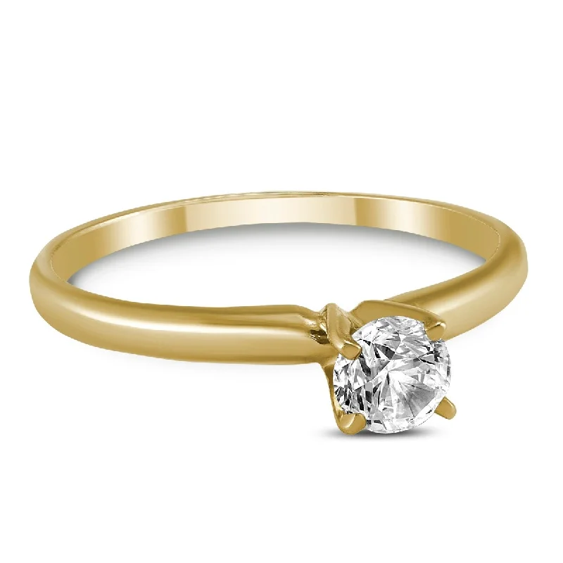 Scorched wood ring-Marquee Certified (J-K Color, SI1-SI2 Clarity) 1/3 Carat Round Diamond Solitaire Ring in 14K Yellow Gold