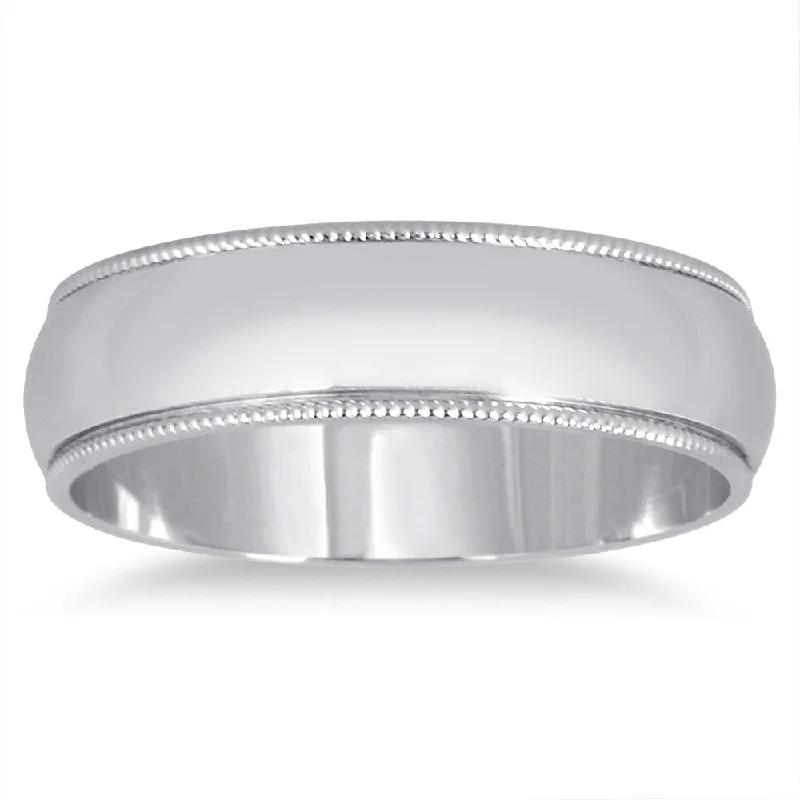 Delicate filigree ring-Marquee Jewels 14k White Gold 5-millimeter Milgrain Edge Comfort Fit Wedding Band