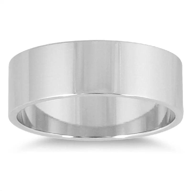 Ragged edge ring-Marquee Jewels 14K White Gold Flat Wedding Band (6mm)