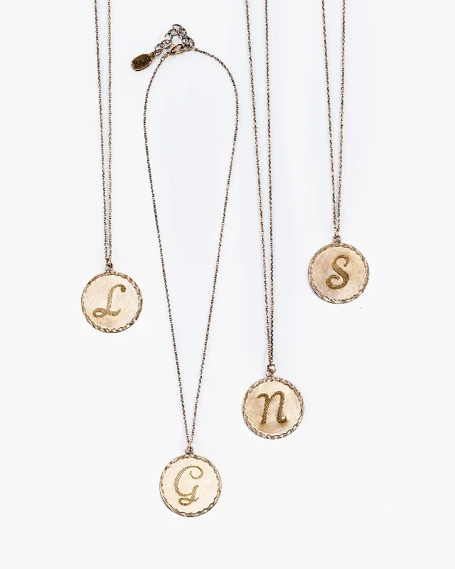 Rock vein necklace-Nestle Initial Monogram Pendant Necklace