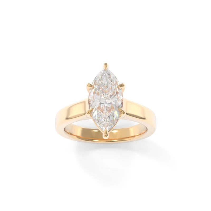 Tarnished finish ring-Sloan Solitaire Marquise